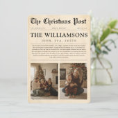 Vintage Newspaper What a Year Family Christmas Feestdagenkaart (Staand voorkant)