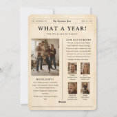 Vintage Newspaper What a Year Family Christmas Feestdagenkaart (Achterkant)