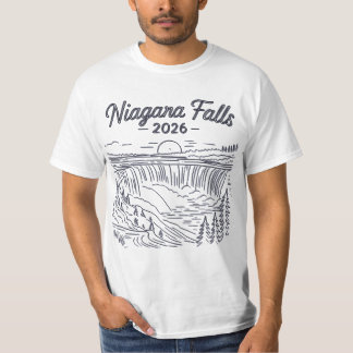 Vintage Niagara Falls 2026 Lijntekening Schets T-shirt