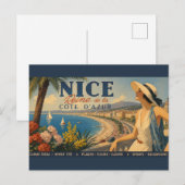 Vintage Nice Reine Cote D'Azur Briefkaart (Voorkant / Achterkant)