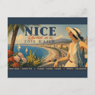 Vintage Nice Reine Cote D'Azur Briefkaart