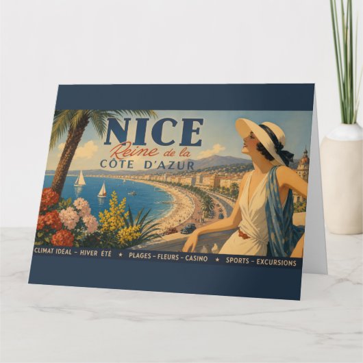 Vintage Nice Reine Côte d'Azur Kaart (Voorkant)