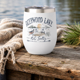 Vintage Niet Zout Deerwood Lake Thermisch Wijnglas
