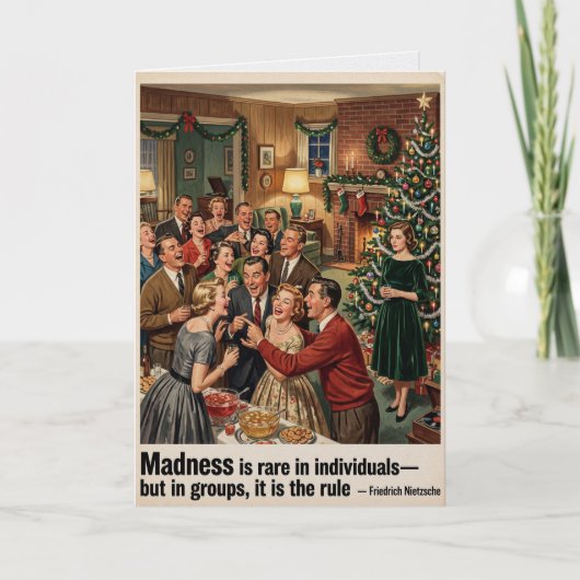 Vintage Nietzsche Kerstmis Sarcasme Kaart (Voorkant)