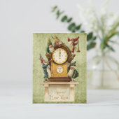 Vintage-nieuw-jaar-gnomen Feestdagenkaart (Staand voorkant)