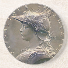 Vintage Nieuwe Franse Medallion Zandsteen Onderzetter