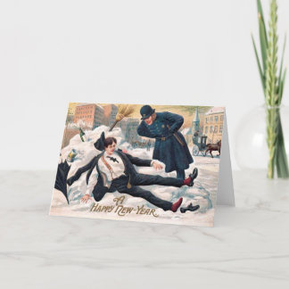 Vintage : nieuwjaar - feestdagen kaart