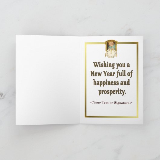 Vintage Nieuwjaar Feestdagen Kaart (Binnen)