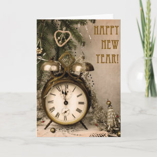 Vintage Nieuwjaar Feestdagen Kaart