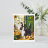 Vintage Nieuwsgierige Kittens Vlinder Kunst Gewoon (Staand voorkant)