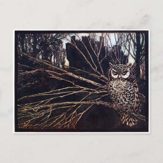 Vintage Night Owl Rackham Briefkaart (Voorkant)