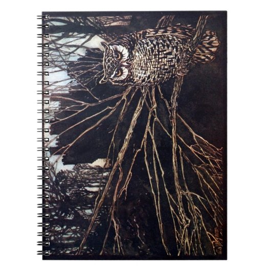 Vintage Night Owl Rackham Notitieboek (Voorkant)