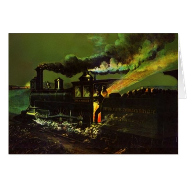 Vintage Night Railroad-kaart (Voorkant Horizontaal)