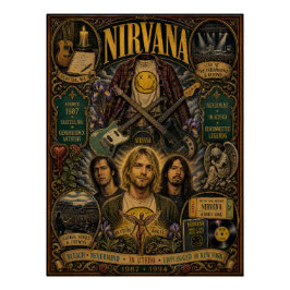 Vintage Nirvana Kurt Cobain Tribute Muur Kunst Pos Perfect Poster