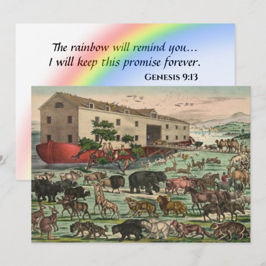 Vintage Noah's Ark Feestdagenkaart (Voorkant / Achterkant)