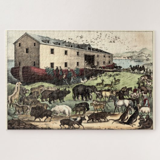 Vintage Noah's ark van Currier & Ives Poster Legpuzzel (Horizontaal)