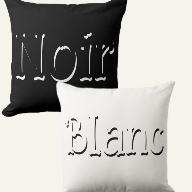 Vintage Noir & Blanc Script black & white Kussen (Creator heeft geüpload)