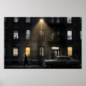 Vintage Noir Stadsnacht  Poster (Voorkant)