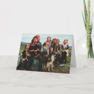 Vintage Noorwegen, Lapland, Sami familie 1950 Kaart