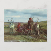Vintage Noorwegen, Lapland, Sami met rendier Briefkaart (Voorkant)