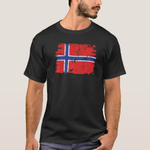 Vintage Noorwegen Noorse Vlag Trots Steun Noorwege T-shirt