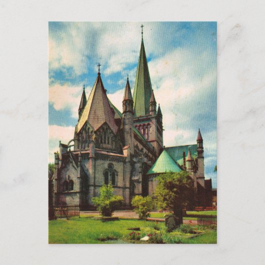 Vintage Noorwegen, Trondheim Cathedral Briefkaart (Voorkant)