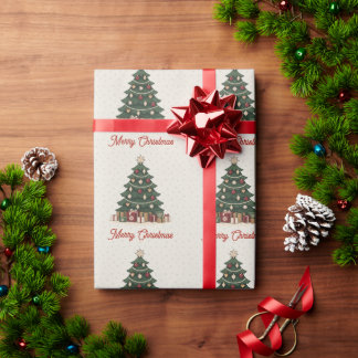 Vintage Nordic Christmas Tree Holiday Party Cadeaupapier