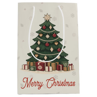 Vintage Nordic Christmas Tree Holiday Party Medium Cadeauzakje