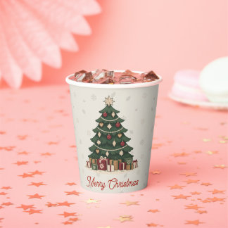 Vintage Nordic Christmas Tree Holiday Party Papieren Bekers