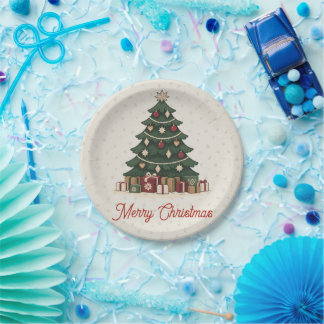 Vintage Nordic Christmas Tree Holiday Party Papieren Bordje