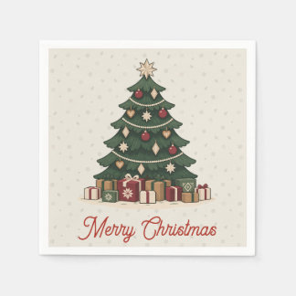 Vintage Nordic Christmas Tree Holiday Party Servet