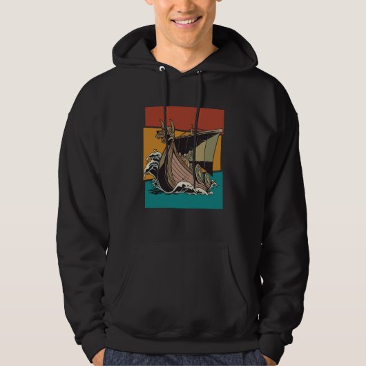 Vintage Norse Viking Ship Hoodie (Voorkant)