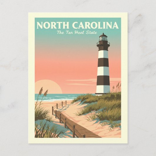 Vintage North Carolina Briefkaart (Voorkant)