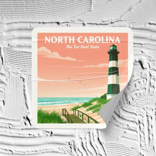 Vintage North Carolina Vierkante Sticker