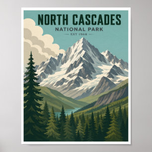 Vintage North Cascades National Park Reisposter Poster