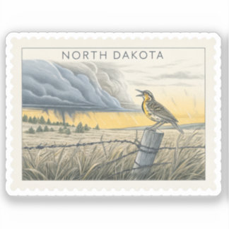 Vintage North Dakota Weidespreeuw Postzegel Sticker