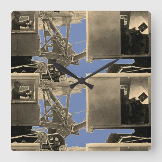 Vintage Northwest Crane Heavy Equipment Vierkante Klok (Voorkant)