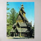 Vintage Norway, Stave Church Poster (Voorkant)