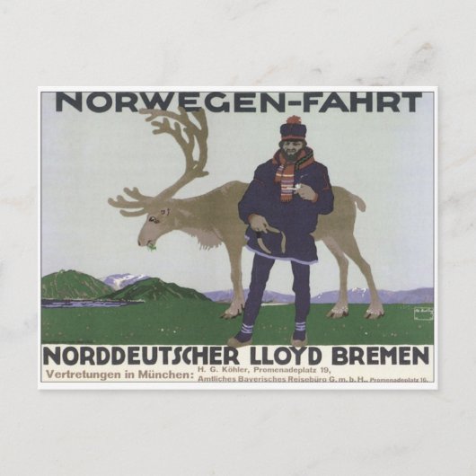 Vintage Norwegen Fahrt Briefkaart (Voorkant)