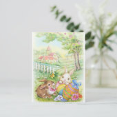 Vintage, nostalgische Paashazen Feestdagenkaart (Staand voorkant)