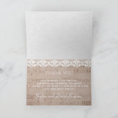 Vintage Notenblad & Kanten Huwelijksdankjewel Bedankkaart (Binnen)