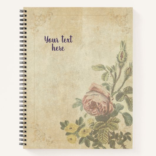 Vintage notitieboek met Rose Mousseuse-ontwerp (Voorkant)