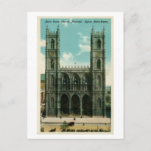 Vintage Notre Dame Church Montreal Briefkaart (Voorkant)