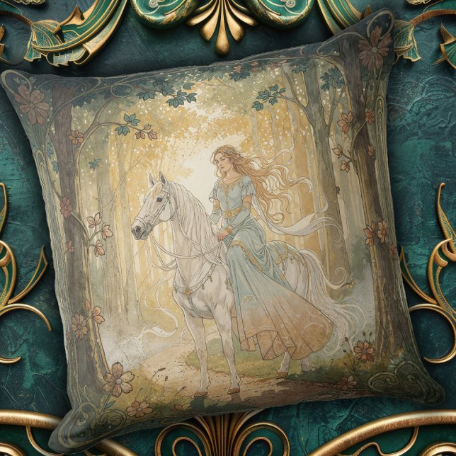 Vintage Nouveau Jonge Ruiter Kussen (Creator heeft geüpload)