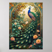 Vintage Nouveau Revival Peacock Window Poster (Voorkant)