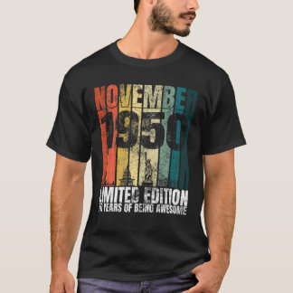 Vintage november 1950 cadeaus 70 jaar oud 70e t-shirt