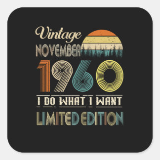 Vintage November 1960 wat ik wil Beperkte Uitgave Vierkante Sticker