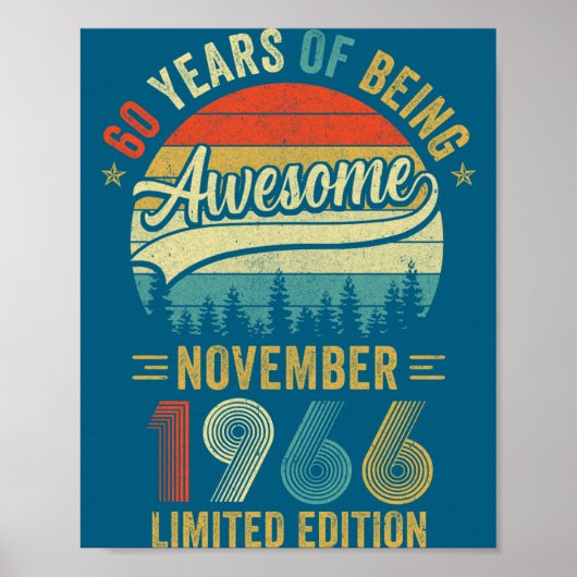 Vintage november 1966 60 Jaar Illustratie Poster (Voorkant)