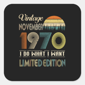 Vintage November 1970 wat ik wil Beperkte Uitgave Vierkante Sticker