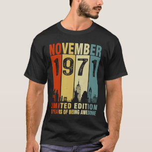 Vintage november 1971 52 jaar oud 52e verjaardag t-shirt